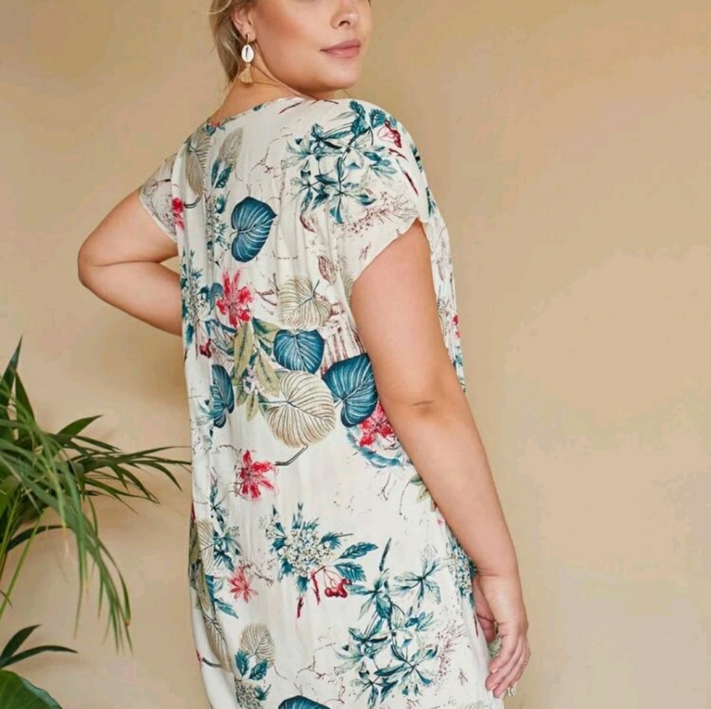 Plus Size Tropical Tunic Dress